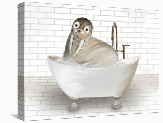 Walrus In Bathtub-Matthew Piotrowicz-Stretched Canvas