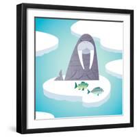 Walrus on pack ice-Harry Briggs-Framed Giclee Print