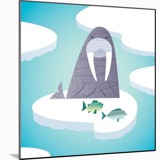 Walrus on pack ice-Harry Briggs-Mounted Giclee Print