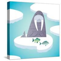 Walrus on pack ice-Harry Briggs-Stretched Canvas