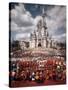 Walt Disney Characters and Park Staff Posing En Masse in Front of Cinderella's Castle-Yale Joel-Stretched Canvas