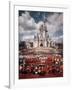 Walt Disney Characters and Park Staff Posing En Masse in Front of Cinderella's Castle-Yale Joel-Framed Photographic Print