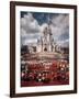 Walt Disney Characters and Park Staff Posing En Masse in Front of Cinderella's Castle-Yale Joel-Framed Photographic Print