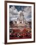 Walt Disney Characters and Park Staff Posing En Masse in Front of Cinderella's Castle-Yale Joel-Framed Photographic Print