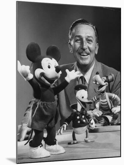 Walt Disney, of Walt Disney Studios, Posing with Some Famous Cartoon Characters-J^ R^ Eyerman-Mounted Premium Photographic Print