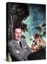 Walt Disney Posing Against Landscape Backdrop Containing Mickey Mouse-Alfred Eisenstaedt-Stretched Canvas