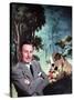 Walt Disney Posing Against Landscape Backdrop Containing Mickey Mouse-Alfred Eisenstaedt-Stretched Canvas