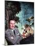 Walt Disney Posing Against Landscape Backdrop Containing Mickey Mouse-Alfred Eisenstaedt-Mounted Premium Photographic Print
