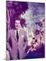 Walt Disney Posing Against Landscape Backdrop Containing Mickey Mouse-Alfred Eisenstaedt-Mounted Premium Photographic Print