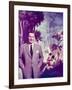 Walt Disney Posing Against Landscape Backdrop Containing Mickey Mouse-Alfred Eisenstaedt-Framed Premium Photographic Print