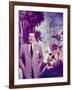 Walt Disney Posing Against Landscape Backdrop Containing Mickey Mouse-Alfred Eisenstaedt-Framed Premium Photographic Print