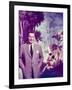 Walt Disney Posing Against Landscape Backdrop Containing Mickey Mouse-Alfred Eisenstaedt-Framed Premium Photographic Print