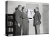 Walt Disney Showing a Sketch of Mickey Mouse Gas Mask to Chemical Warfare Officer-null-Stretched Canvas