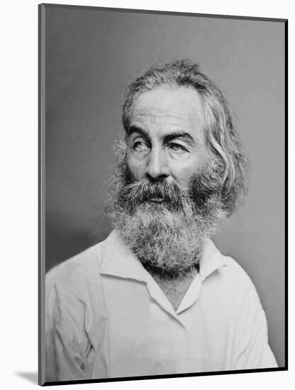 Walt Whitman American Poet, Author, and Journalist in Portrait from Mathew Brady Studio, 1863-null-Mounted Art Print