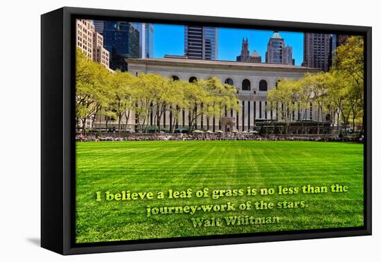 Walt Whitman Quote Bryant Park-null-Framed Stretched Canvas