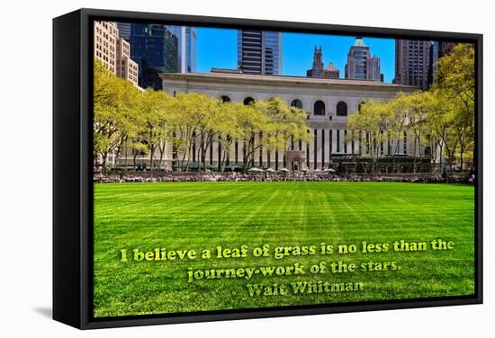 Walt Whitman Quote Bryant Park-null-Framed Stretched Canvas