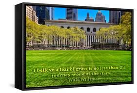 Walt Whitman Quote Bryant Park-null-Framed Stretched Canvas