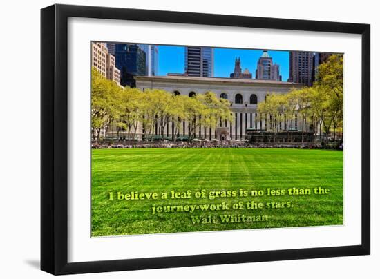 Walt Whitman Quote Bryant Park-null-Framed Photo