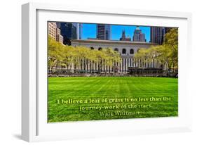 Walt Whitman Quote Bryant Park-null-Framed Photo