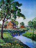 "Houses by Stream,"June 1, 1939-Walter Baum-Giclee Print