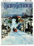 "Sleigh on Snowy Village Street," Country Gentleman Cover, February 1, 1931-Walter Baum-Giclee Print