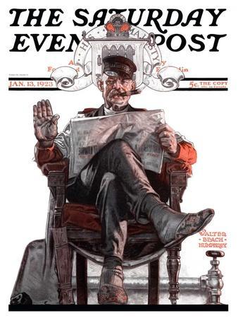 "His Majesty the Janitor," Saturday Evening Post Cover, January 13, 1923