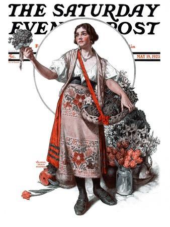 "Peasant Woman Selling Flowers," Saturday Evening Post Cover, May 19, 1923