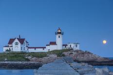 USA, Maine, York Beach, Nubble Light Lighthouse with Christmas decorations, dusk-Walter Bibikw-Photographic Print