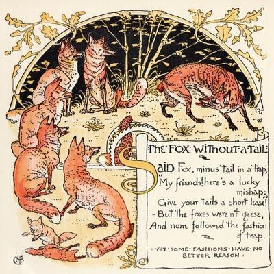 The Fox Without a Tail, Illustration from 'Baby's Own Aesop', Engraved and Printed by Edmund…