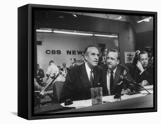 Walter Cronkite and Averell Harriman, Cbs News Coverage for the Democratic National Convention-Yale Joel-Framed Stretched Canvas