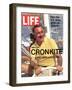 Walter Cronkite at Wheel of Boat, March 26, 1971-Leonard Mccombe-Framed Photographic Print