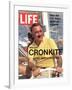 Walter Cronkite at Wheel of Boat, March 26, 1971-Leonard Mccombe-Framed Photographic Print