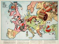 Satirical Map - Hark! Hark! the Dogs Do Bark! 1914-Walter Emanuel-Framed Giclee Print