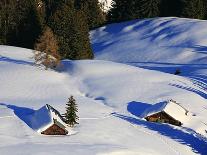 Cabins Nearly Covered in Snow in the German Alps-Walter Geiersperger-Photographic Print