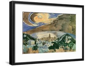 Walter Gramatte Moon over Barcelona Art Print Poster-null-Framed Poster