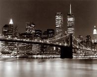 Over the Brooklyn Bridge at Night-Walter Gritsik-Art Print