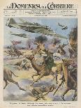 East Africa: Low Level Attack on Allied Forces Including Camel-mounted Cavalry by Italian Planes-Walter Molini-Framed Stretched Canvas