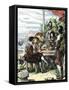 Walter Raleigh and His Expedition at Trinidad, Off South America, 1595-null-Framed Stretched Canvas