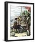 Walter Raleigh and His Expedition at Trinidad, Off South America, 1595-null-Framed Giclee Print