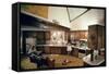 Walter Scale in the Kitchen of His Geodesic Dome House with His Children-John Dominis-Framed Stretched Canvas