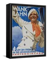 Wank Bahn, German Ski Travel Poster-null-Framed Stretched Canvas