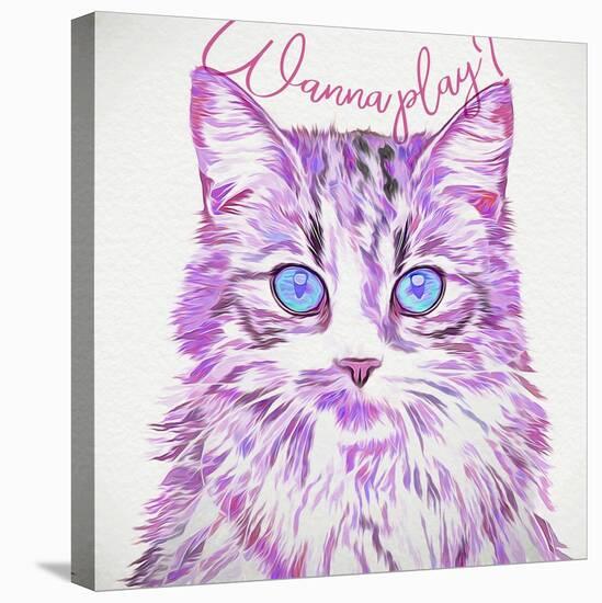 Wanna Play Cat-Cora Niele-Stretched Canvas