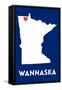 Wannaska, Minnesota - Home State - White on Blue-Lantern Press-Framed Stretched Canvas