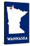 Wannaska, Minnesota - Home State - White on Blue-Lantern Press-Stretched Canvas