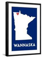 Wannaska, Minnesota - Home State - White on Blue-Lantern Press-Framed Art Print