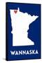 Wannaska, Minnesota - Home State - White on Blue-Lantern Press-Framed Stretched Canvas