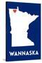 Wannaska, Minnesota - Home State - White on Blue-Lantern Press-Stretched Canvas