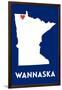 Wannaska, Minnesota - Home State - White on Blue-Lantern Press-Framed Art Print