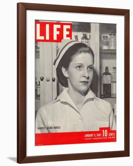 Wanted: 50,000 Nurses, Alberta Rose Krajce, Brooklyn Naval Hospital Nurse Shortage, January 5, 1942-Eliot Elisofon-Framed Photographic Print