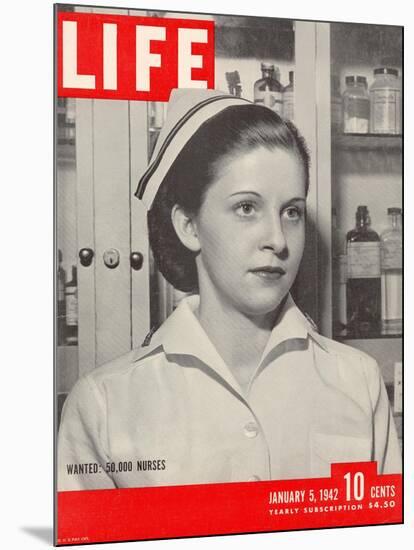 Wanted: 50,000 Nurses, Alberta Rose Krajce, Brooklyn Naval Hospital Nurse Shortage, January 5, 1942-Eliot Elisofon-Mounted Photographic Print